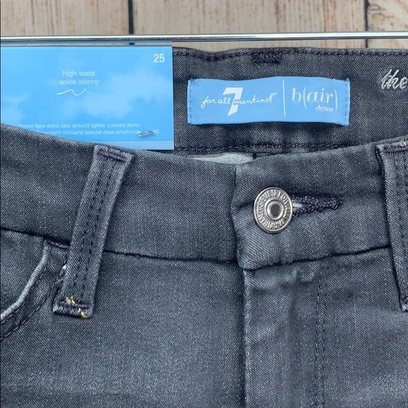 NWT 7 For All Mankind Black Grey High Waist Ankle - Picture 4 of 8